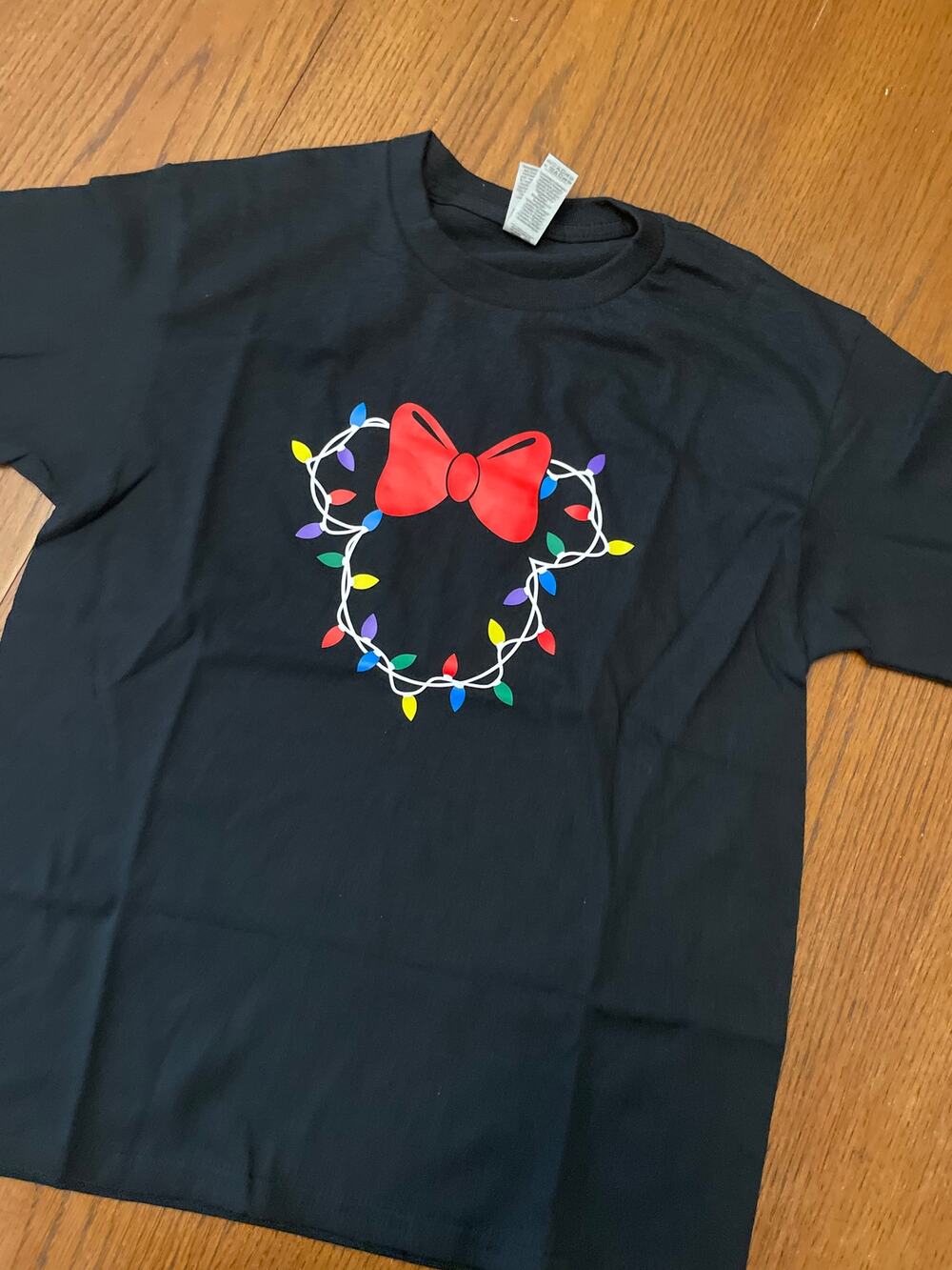 Custom Disney Shirt Minnie Mouse with Christmas Lights Kids M